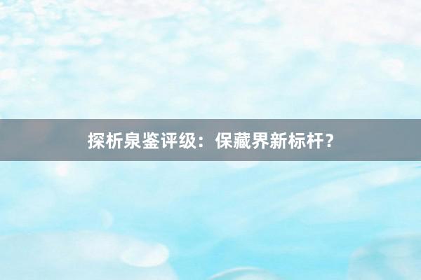 探析泉鉴评级：保藏界新标杆？