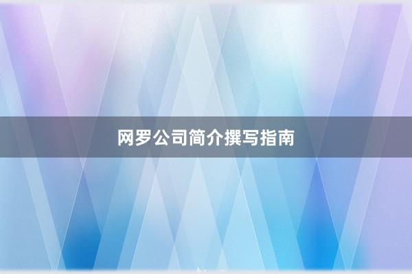 网罗公司简介撰写指南